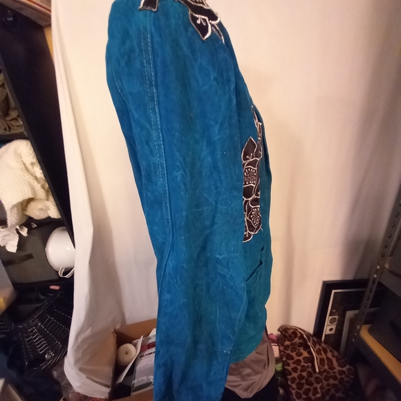 1980's Teal Denim Jacket by Francais of California - Picture 4 of 6